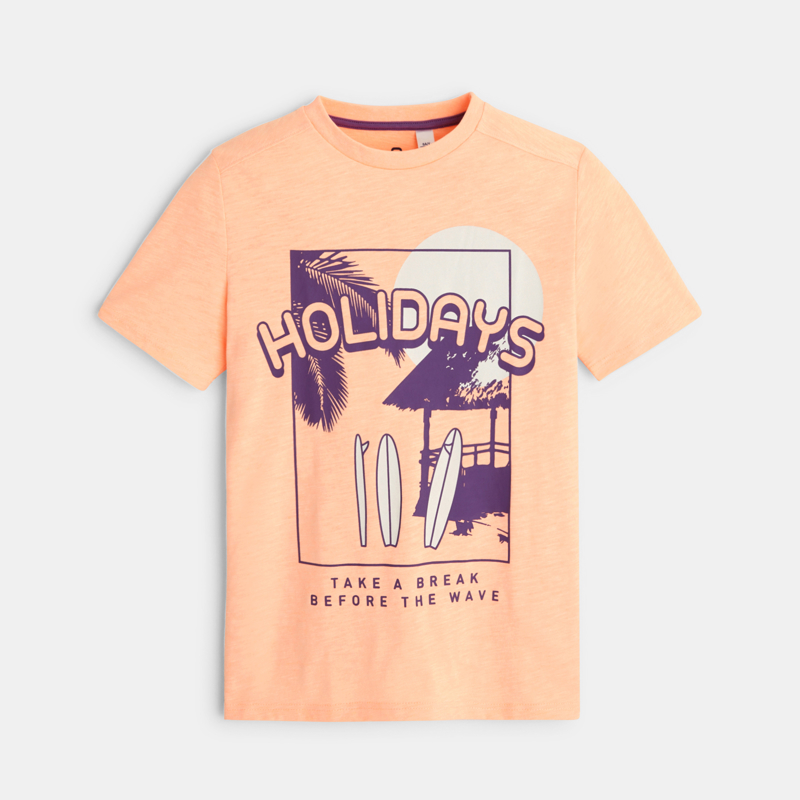 Oranges Kurzarm-T-Shirt mit Holidays-Motiv für Jungen