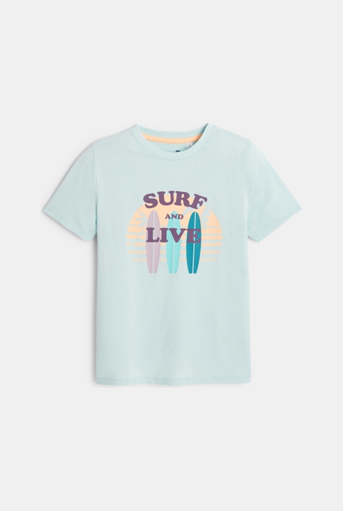 T-shirt manches courtes à motif surf bleu Garçon 1