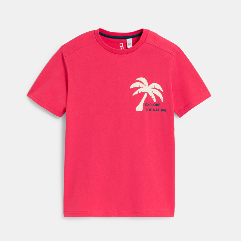 OKAIDI - T-shirt à message motif palmier devant et dos rose Garçon - Garcon
