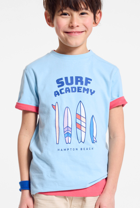 Blaues T-Shirt mit Surfermotiv für Jungen 1