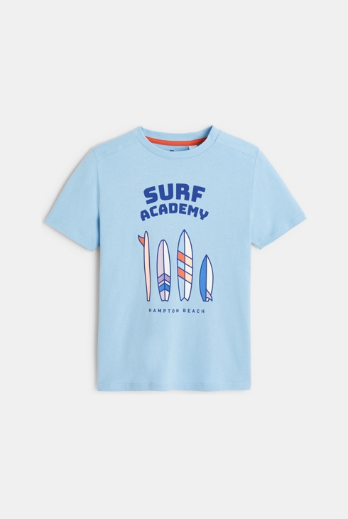 Blaues T-Shirt mit Surfermotiv für Jungen 2