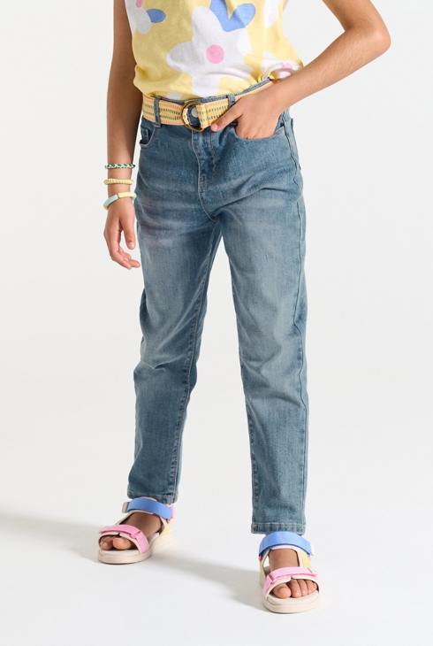 Verwaschene Boyfriend-Jeans in Blau für Mädchen 2