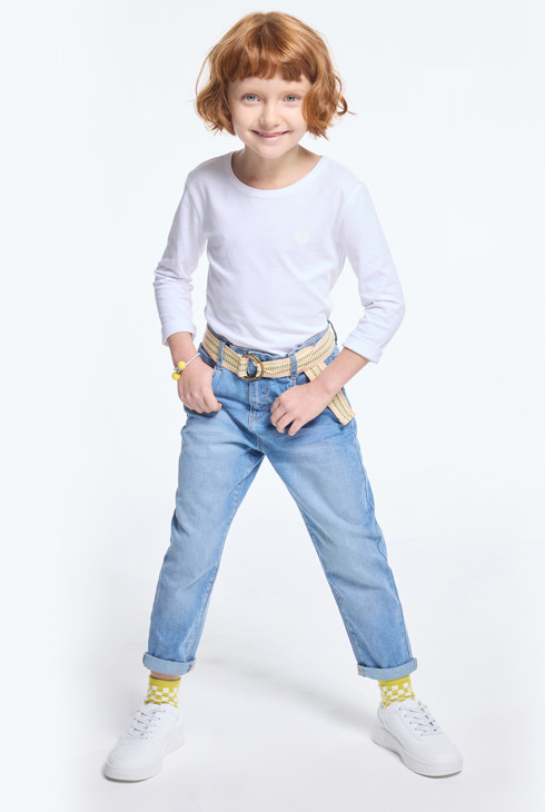 Girl's blue faded boyfriend jeans 1