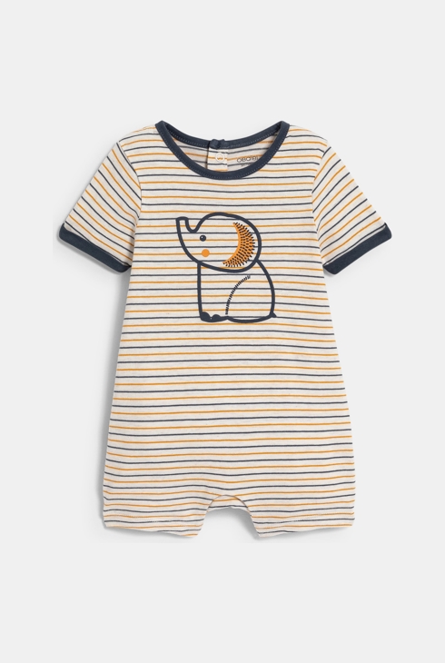Combinaison courte rayée éléphant bébé garçon 1