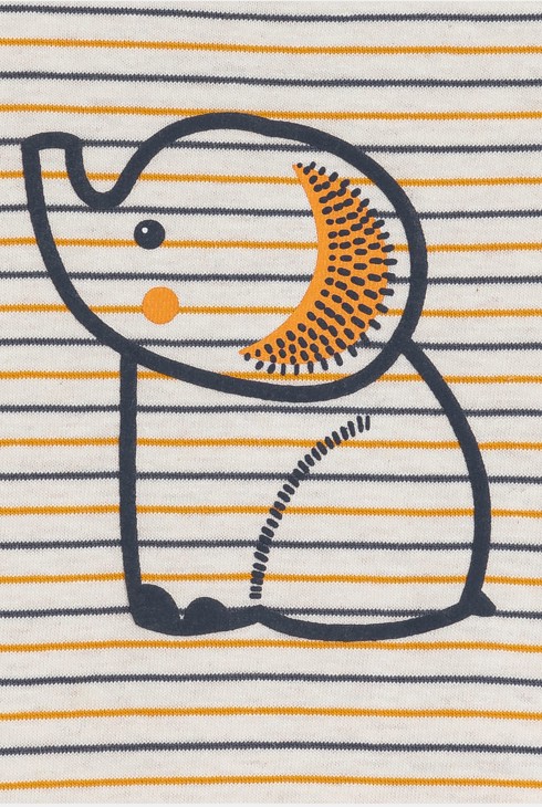 Combinaison courte rayée éléphant bébé garçon 2