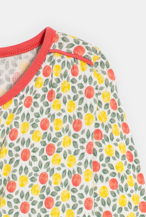 Dekliški rumeni spalni pajac iz rebrastega bombaža z limonami za dojenčke 2