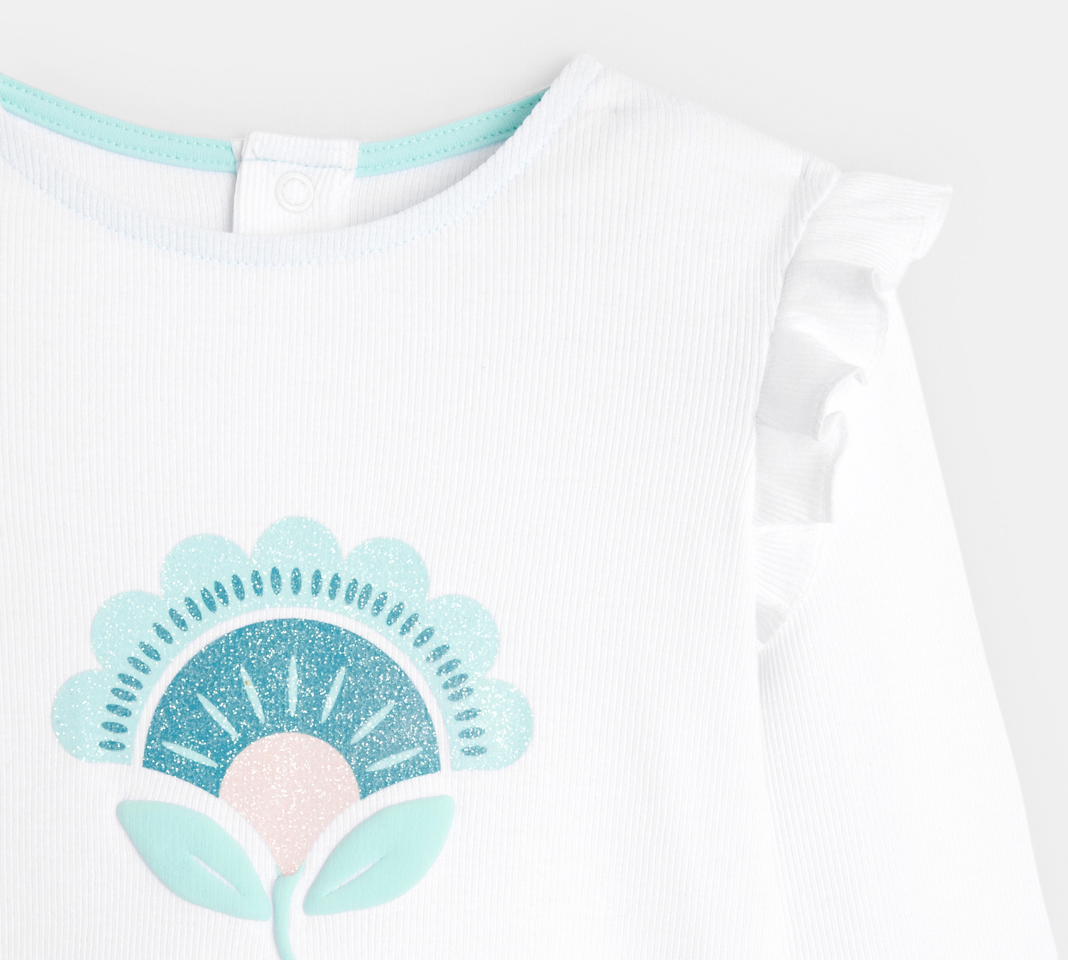 Dekliška modra pižama s cvetličnim potiskom za dojenčke 2