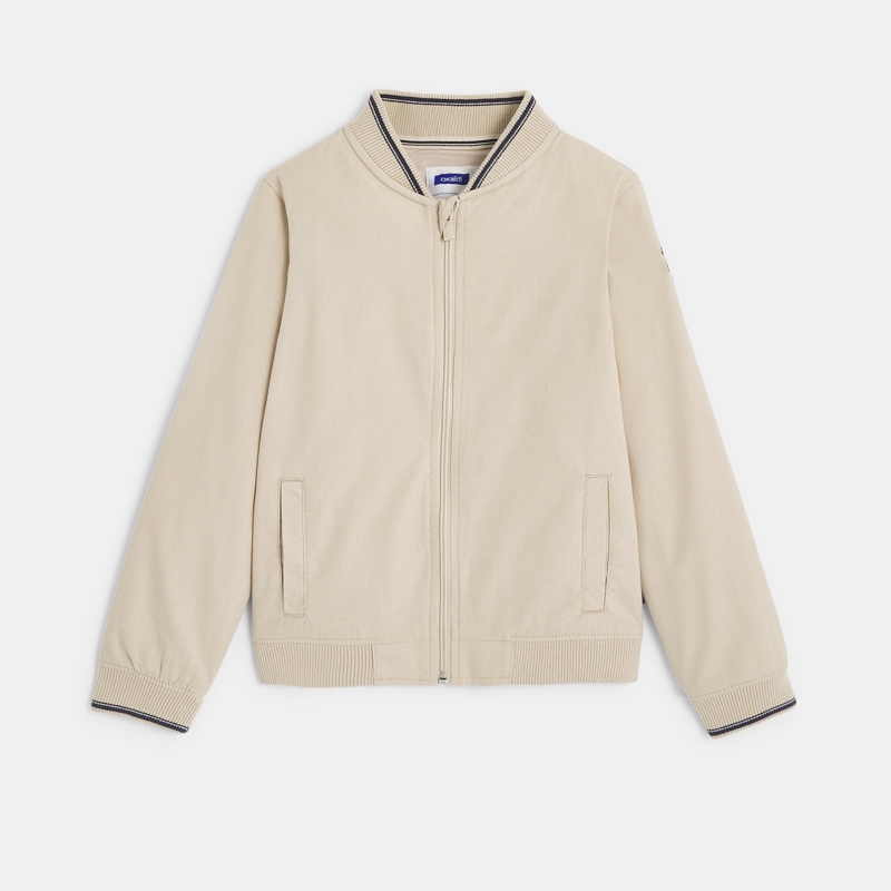 Beiges Teddy-Blouson aus Leinen für Jungen