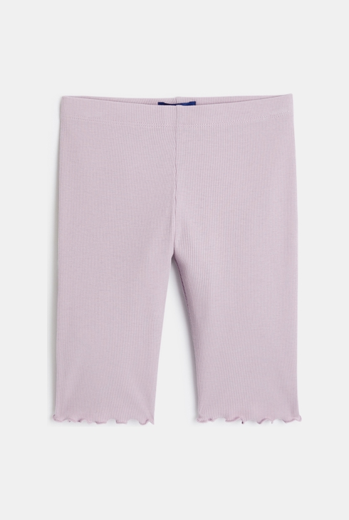 Legging cycliste en coton côtelé mauve Fille 1