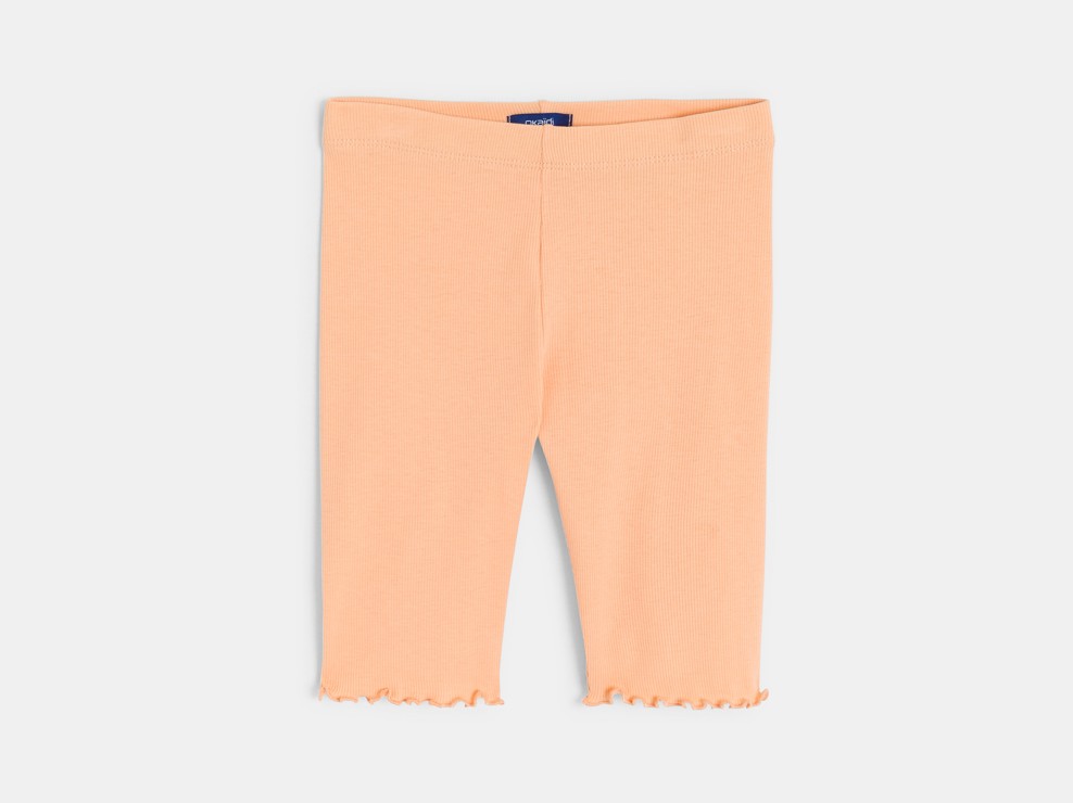 Radlerleggings aus gerippter Baumwolle in Orange für Mädchen 1