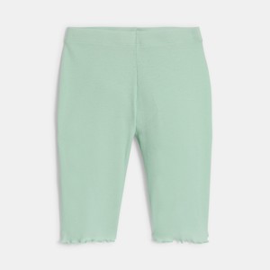 Legging cycliste en coton côtelé vert Fille 1