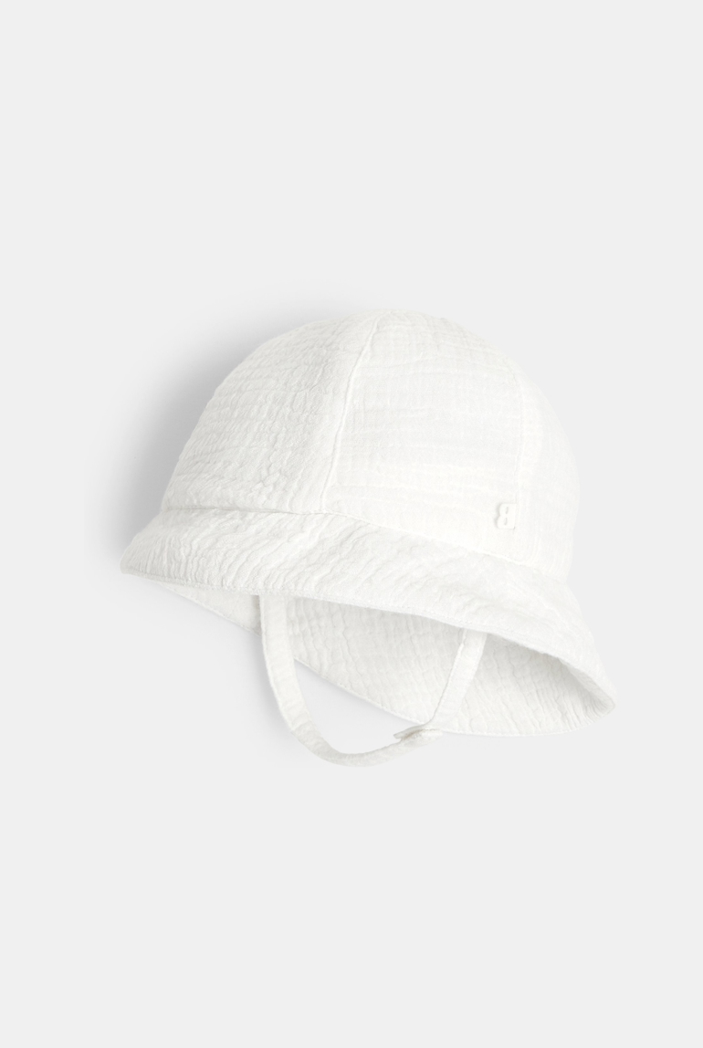 Sombrero de gasa de algodón blanco bebé unisex 1