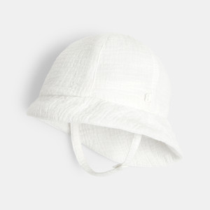 Chapeau de soleil gaze de coton blanc bébé mixte 1