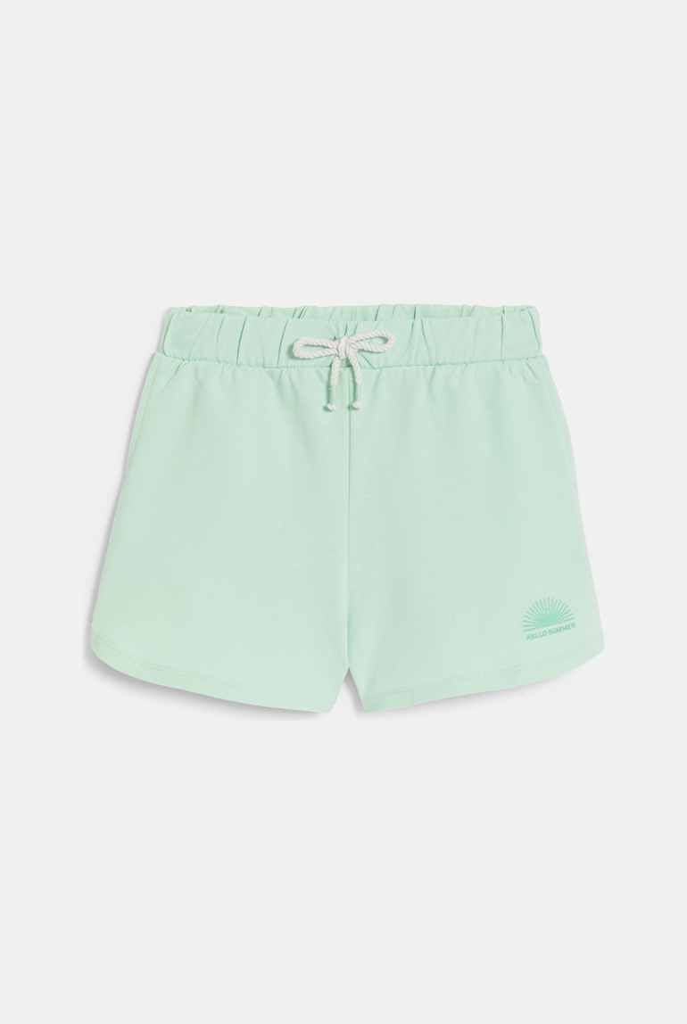 Short en molleton uni vert Fille 1