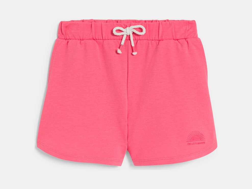 Short en molleton uni rose Fille 1