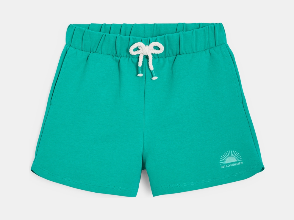Shorts aus Molton einfarbig grün für Mädchen 1