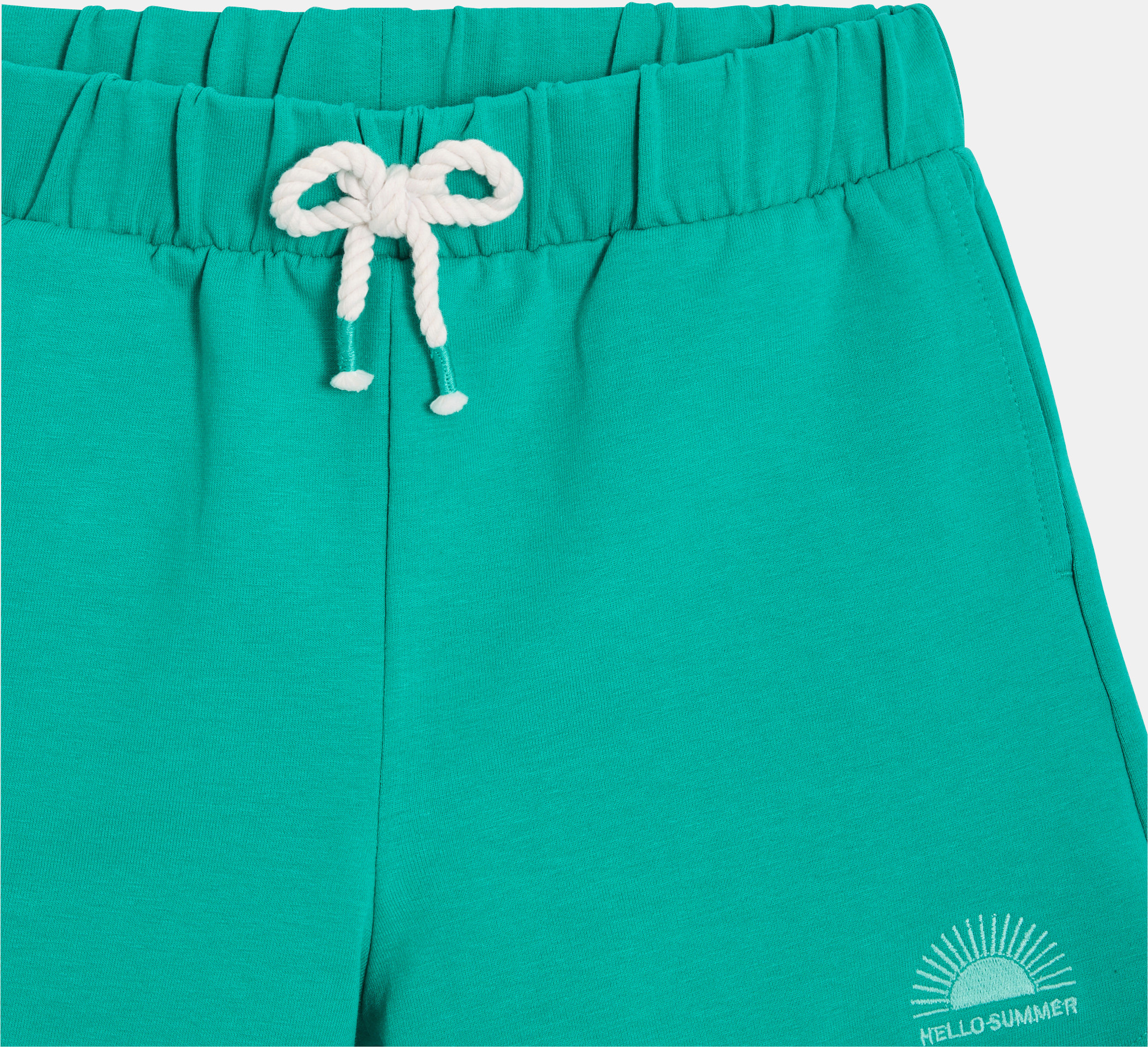 Girl's plain green fleece shorts 2