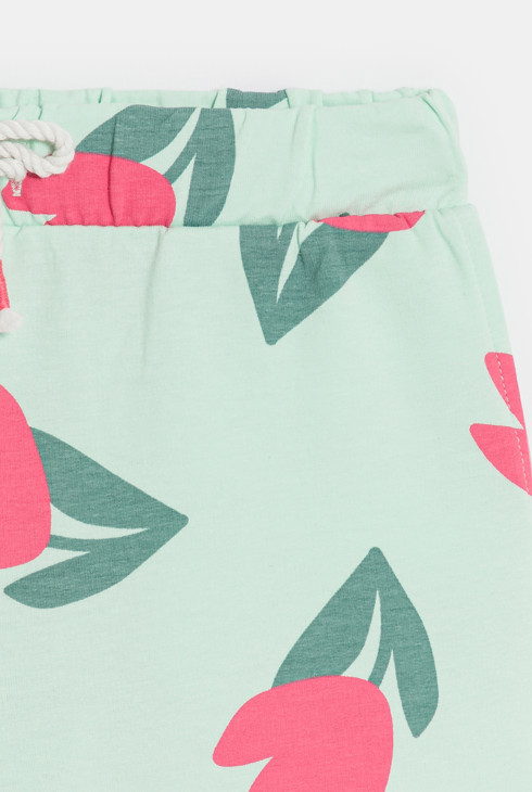 Short en molleton motif tulipe vert Fille