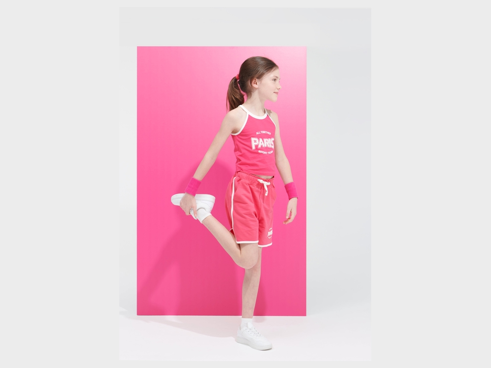 Shorts aus fuchsienrosa Molton für Mädchen 1