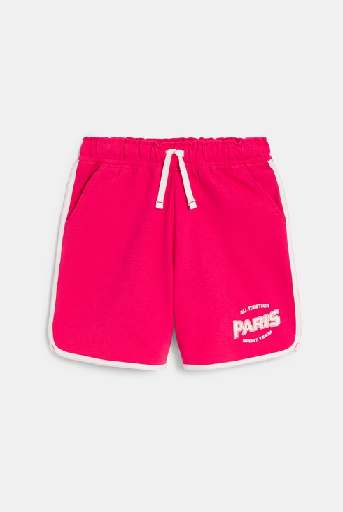 Girl's fuchsia pink brushed cotton shorts 2