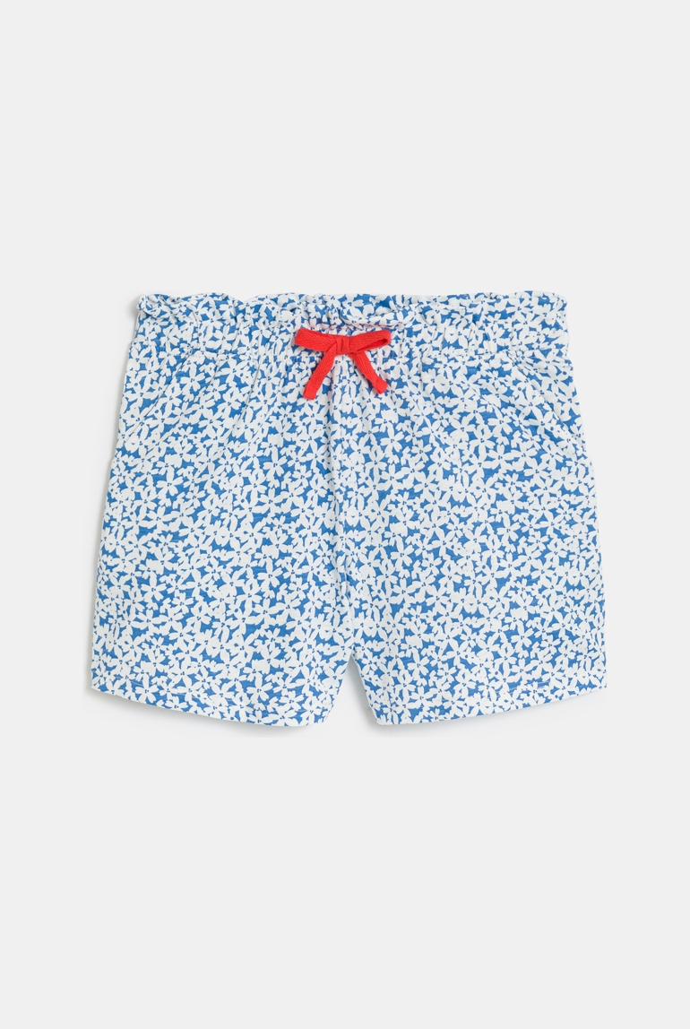 Blauwe short van jersey met bloemenprint voor meisjes 1