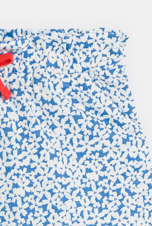 Short en jersey imprimé fleuri bleu Fille 2
