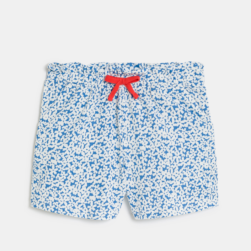 Geblümte Shorts in Blau aus bedrucktem Jersey für Mädchen