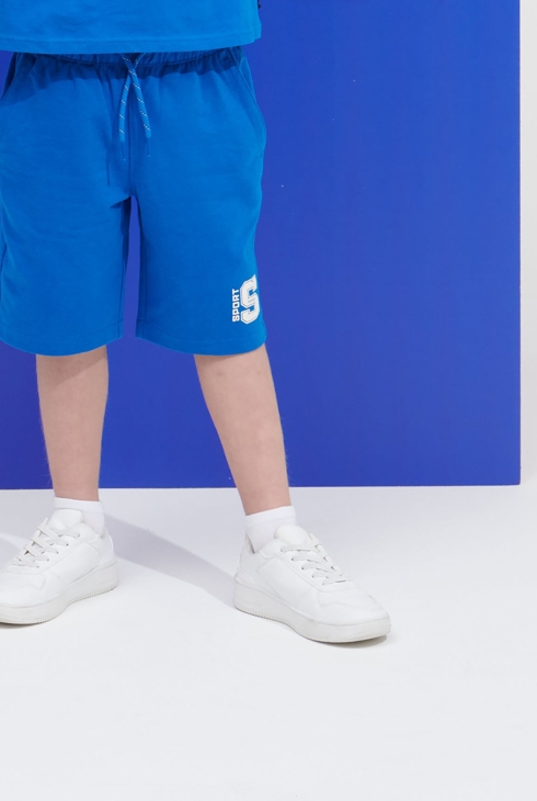 Blaue Bermuda-Shorts aus Molton für Jungen 2