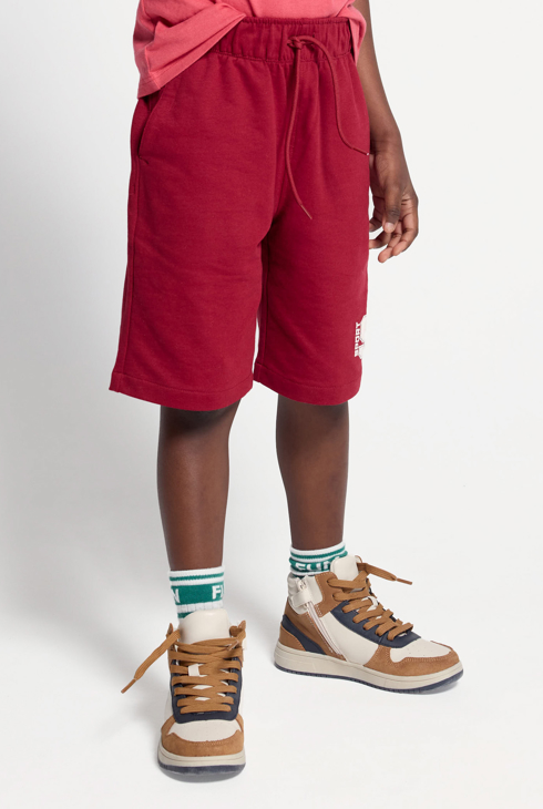 Bordeauxrote Bermuda-Shorts aus Molton Jungen 2