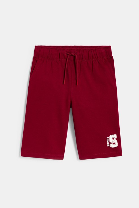 Bordeauxrote Bermuda-Shorts aus Molton Jungen 2