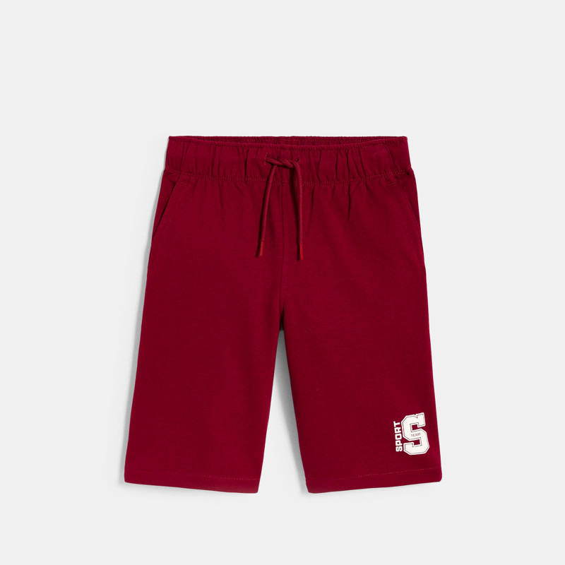 Bermudas de muletón rojo burdeos niño