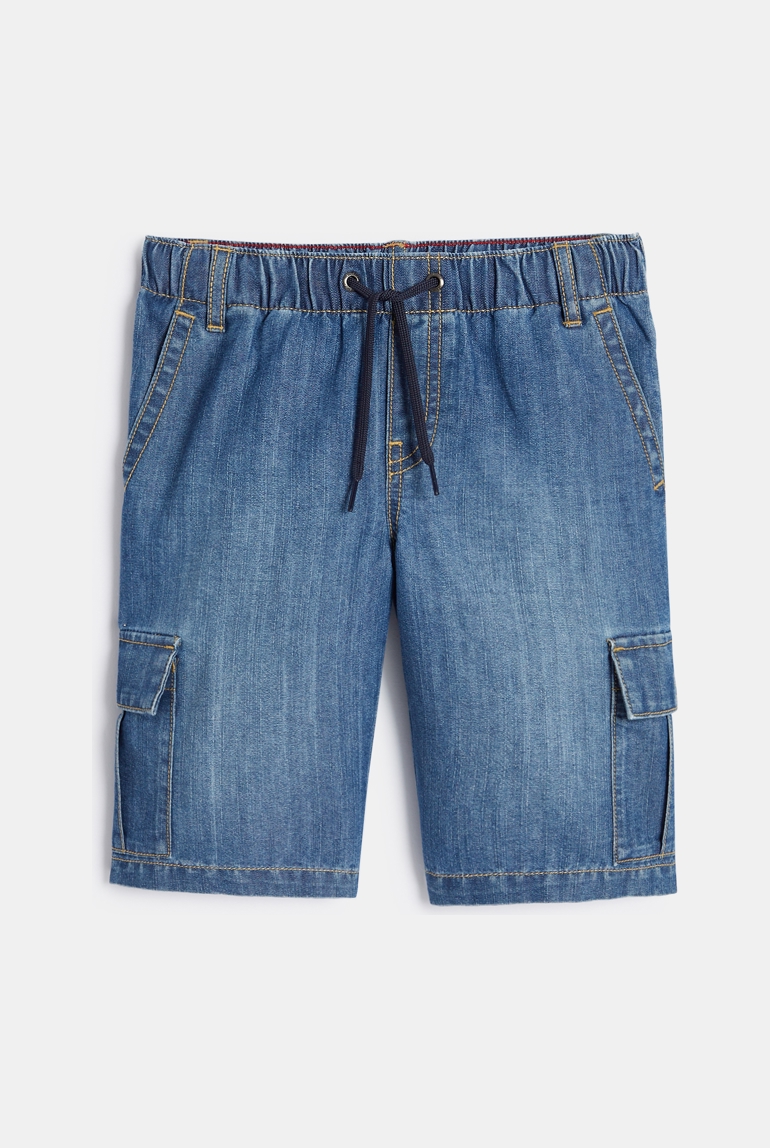 Bermuda in denim lavato blu bambino 1
