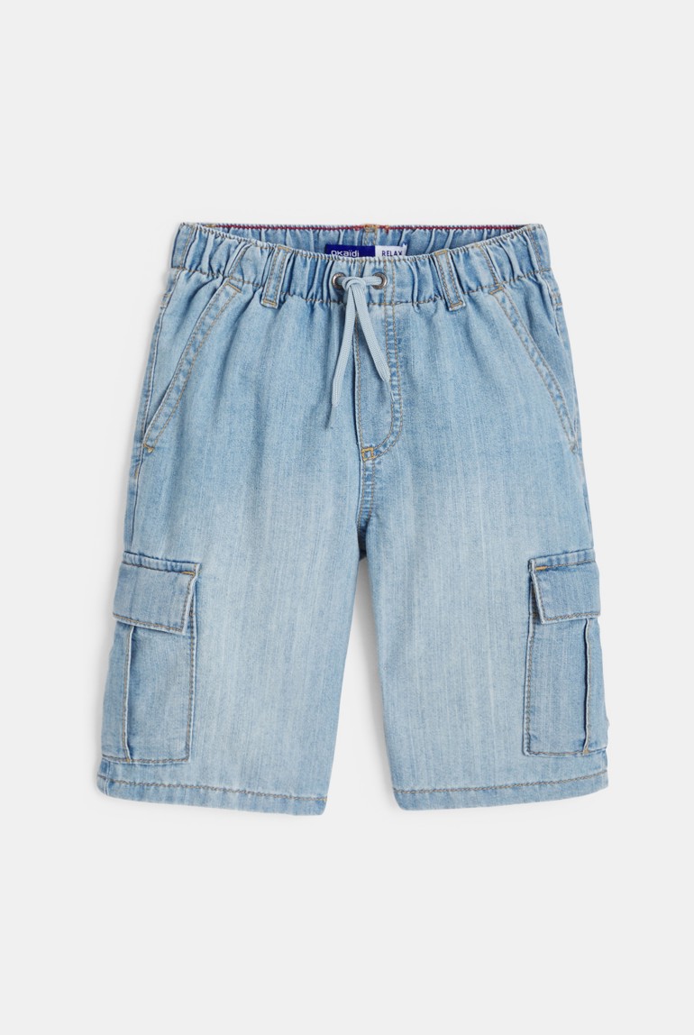 【oan】Kaiba Gradation Bermuda Pants Baby boy's blue patterned cotton Bermuda shorts Okaïdi & Obaïbi