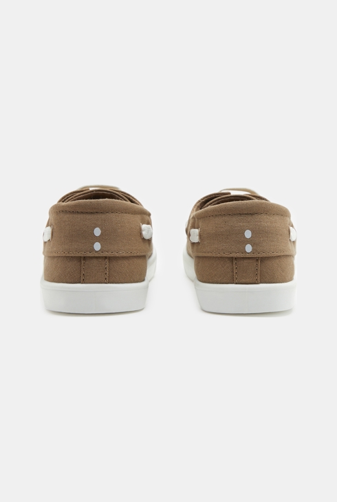 Chaussure mocassin toile beige garçon