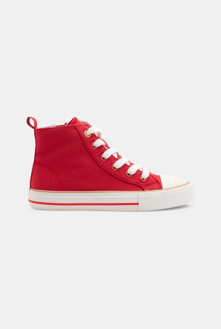 Baskets montantes toile rouge mixte 1