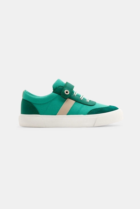 Boy's green canvas Velcro low-top trainers 1