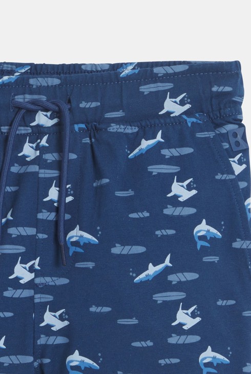 Blaue Bermuda-Shorts aus bedrucktem Jersey für Jungen 2