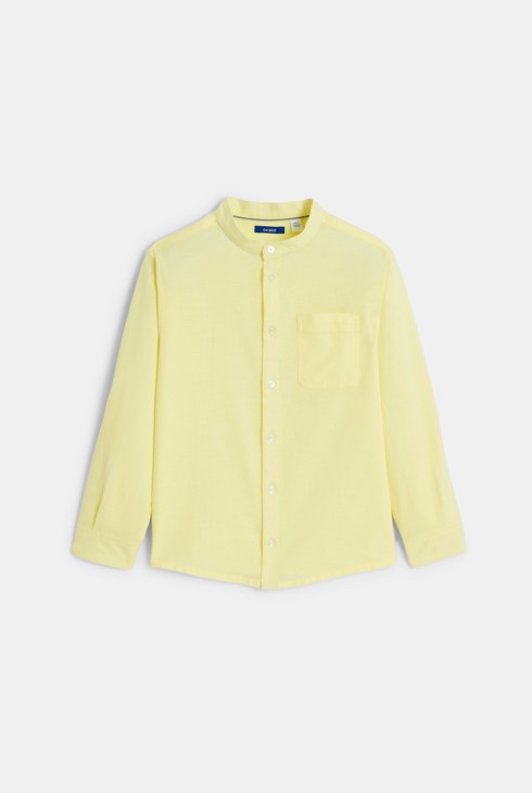 Chemise unie col Mao jaune Garçon 2
