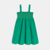 Robe à smocks en gaze de coton vert Fille