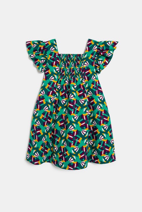 Robe à smocks imprimé vert Fille 2