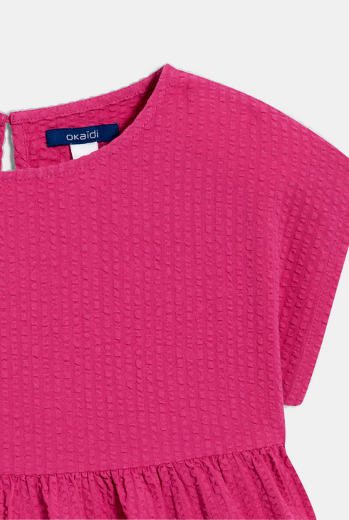 Robe baby doll unie rose Fille 2