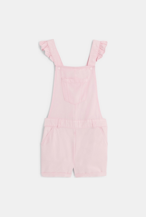 Kurze rosa Latzhose aus Lyocell für Mädchen 1