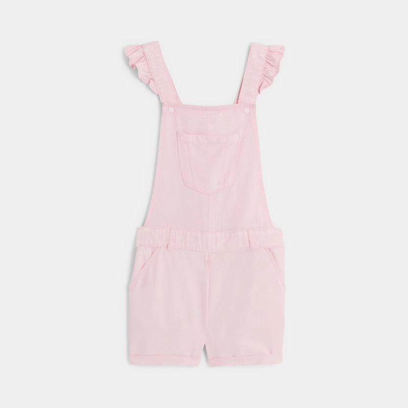 Kurze rosa Latzhose aus Lyocell für Mädchen