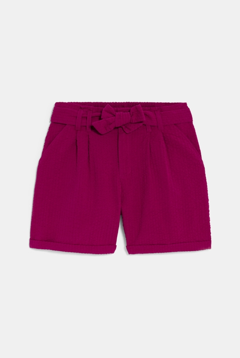 Dekliške enobarvne vijolične kratke hlače s pasom 1