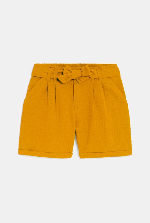 Short uni ceinturé jaune Fille 1
