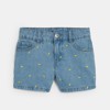 Short en jean bleu broderies citron Fille