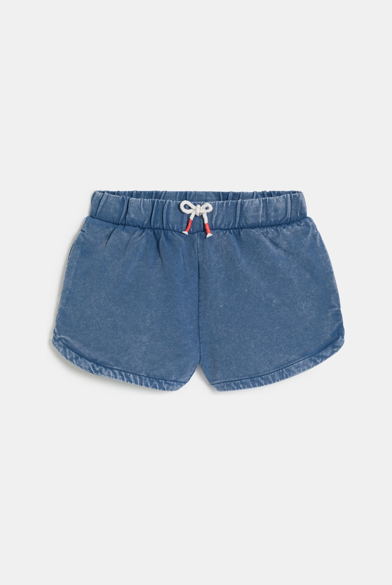 Short en molleton délavé bleu Fille 1