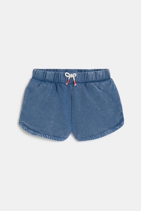 Blaue Shorts aus ausgewaschenem Molton für Mädchen 1