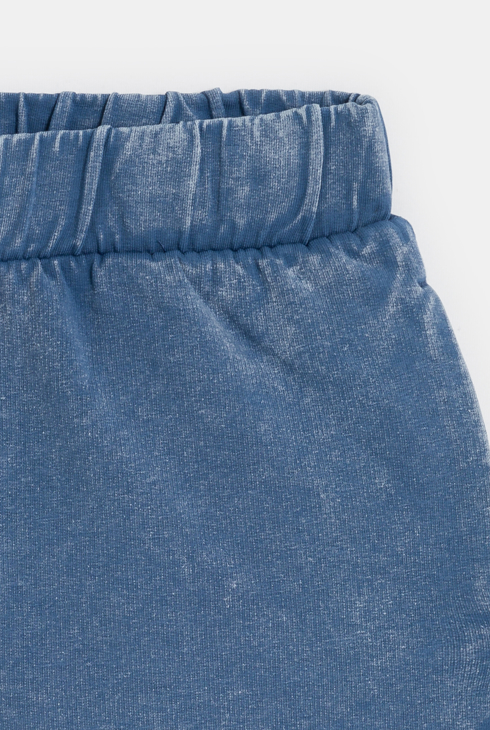 Short en molleton délavé bleu Fille