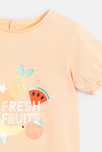 Camiseta lentejuelas naranja bebé niña 2
